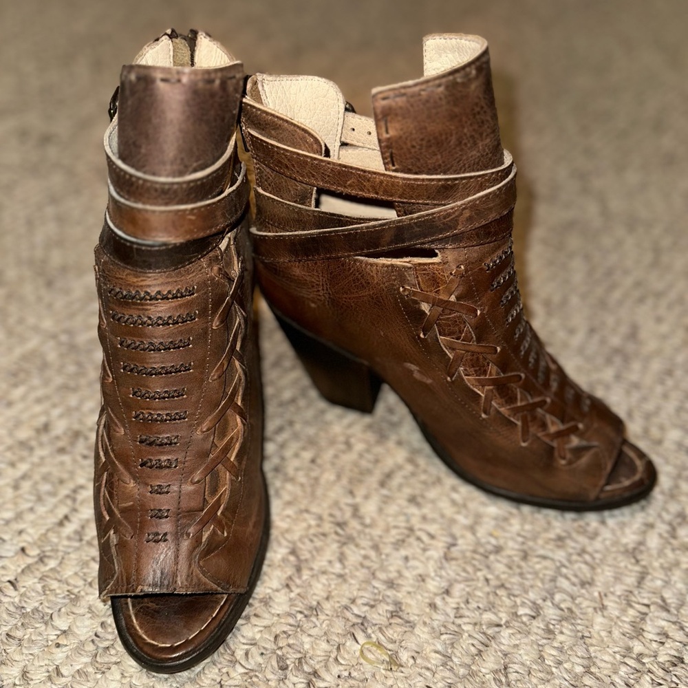 Freebird by Steven Eagle Open Toe Booties - Sz. 10